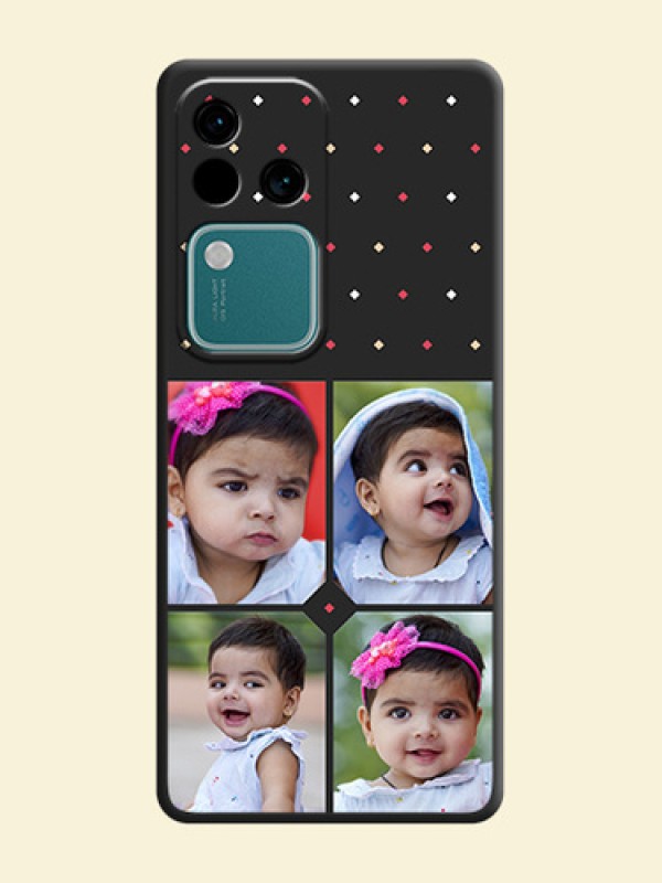 Multicolor Dotted Pattern with 4 Image Holder on Space Black Custom Soft Matte Phone Cases - Vivo V30 Pro 5G