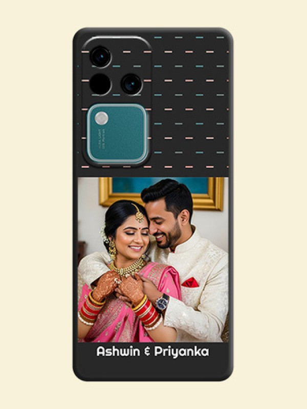 Line Pattern Design with Text on Space Black Custom Soft Matte Phone Back Cover - Vivo V30 Pro 5G