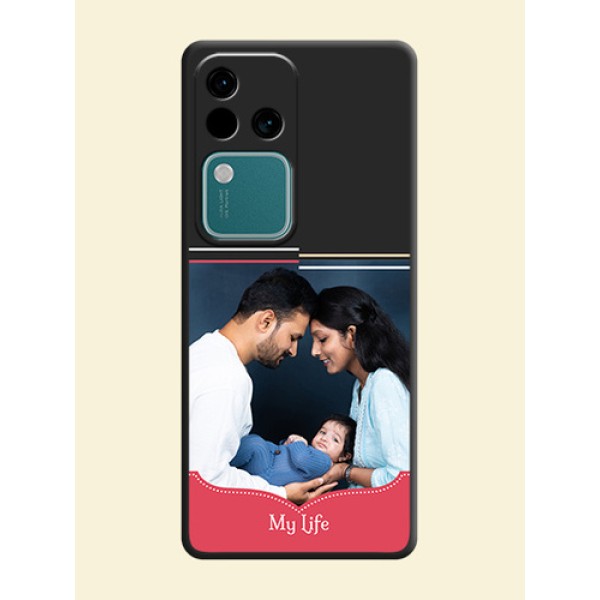 Classic Plain Design with Name - Photo on Space Black Soft Matte Phone Cover - Vivo V30 Pro 5G