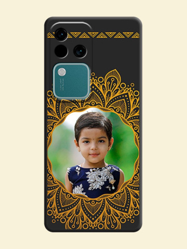 Round Image with Floral Design - Photo on Space Black Soft Matte Mobile Cover - Vivo V30 Pro 5G