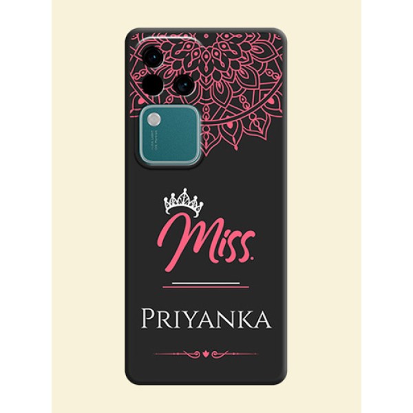 Mrs Name with Floral Design on Space Black Personalized Soft Matte Phone Covers - Vivo V30 Pro 5G Mrs Name with Floral Design on Space Black Personalized Soft Matte Phone Covers - Vivo V30 Pro 5G