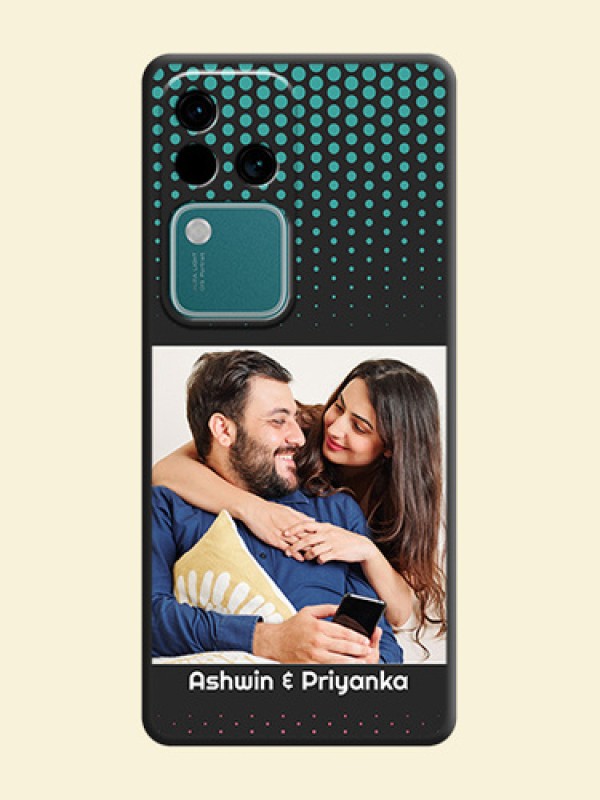 Faded Dots with Grunge Photo Frame and Text on Space Black Custom Soft Matte Phone Cases - Vivo V30 Pro 5G