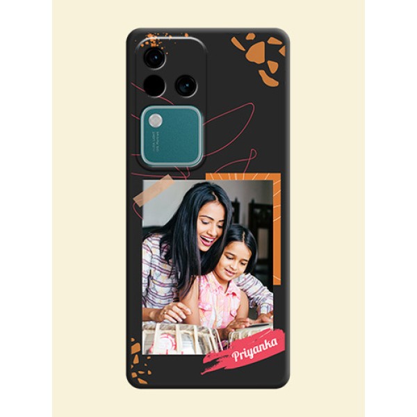 Orange Photo Frame on Space Black Custom Soft Matte Phone Back Cover - Vivo V30 Pro 5G Orange Photo Frame on Space Black Custom Soft Matte Phone Back Cover - Vivo V30 Pro 5G