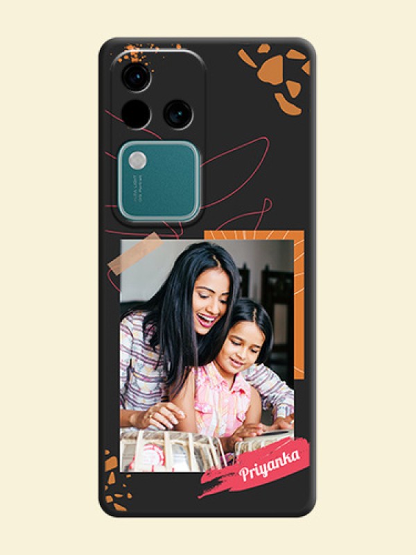 Orange Photo Frame on Space Black Custom Soft Matte Phone Back Cover - Vivo V30 Pro 5G