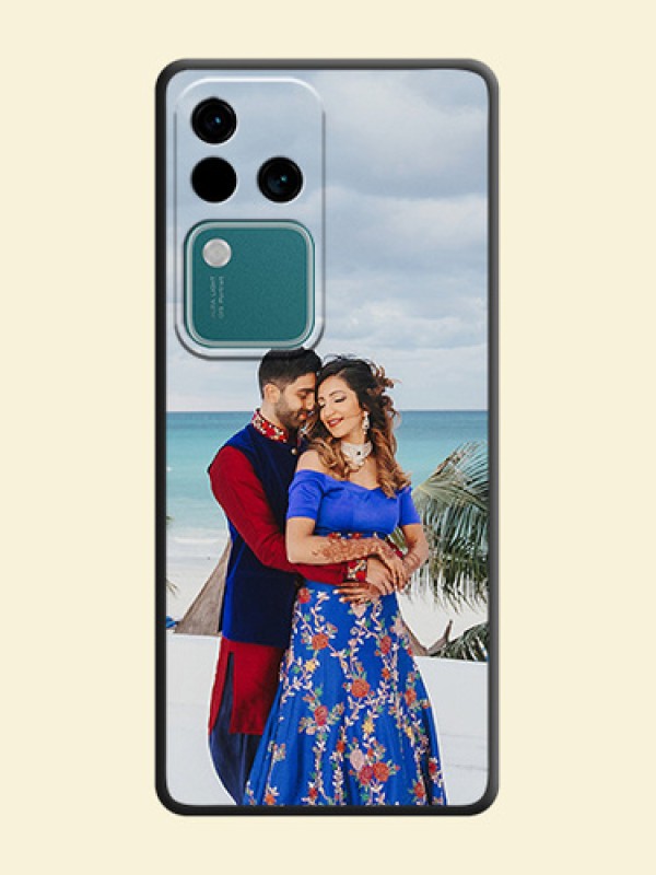Full Single Pic Upload On Space Black Personalized Soft Matte Phone Covers - Vivo V30 Pro 5G