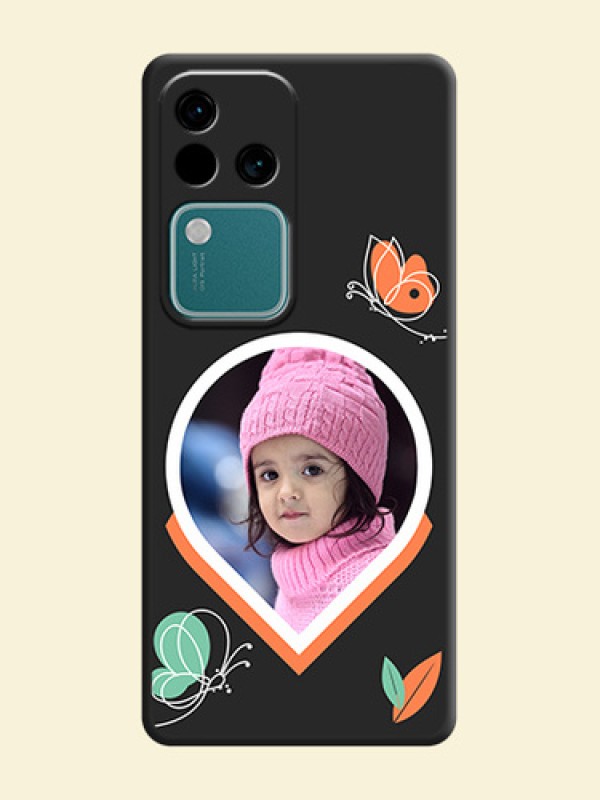 Upload Pic With Simple Butterly Design On Space Black Personalized Soft Matte Phone Covers - Vivo V30 Pro 5G