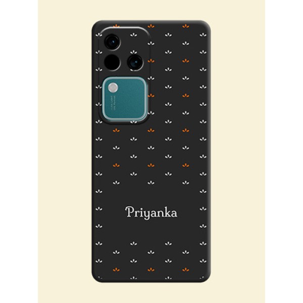 Simple Pattern With Custom Text On Space Black Personalized Soft Matte Phone Covers - Vivo V30 Pro 5G Simple Pattern With Custom Text On Space Black Personalized Soft Matte Phone Covers - Vivo V30 Pro 5G