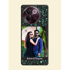 Sea Green Indefinite Love Pattern on Photo On Space Black Custom Soft Matte Mobile Back Cover - Vivo V30e 5G
