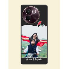 Fall in Love Pattern with Picture on Photo On Space Black Custom Soft Matte Mobile Back Cover - Vivo V30e 5G