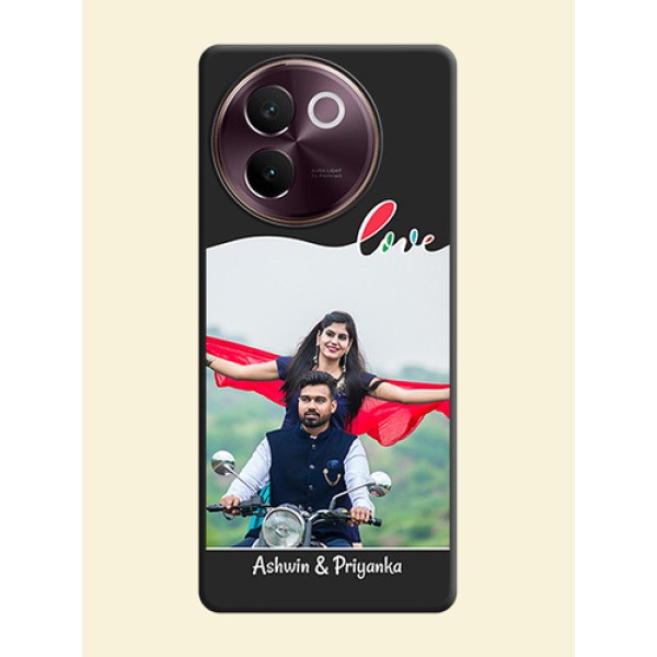 Fall in Love Pattern with Picture on Photo On Space Black Custom Soft Matte Mobile Back Cover - Vivo V30e 5G