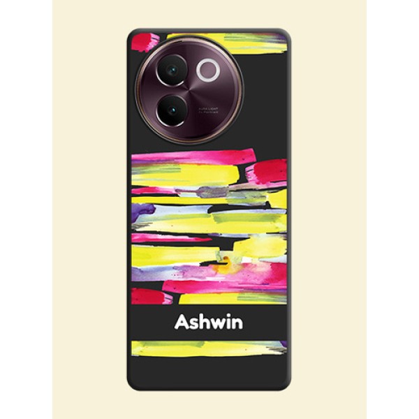 Brush Coloured On Space Black Custom Soft Matte Mobile Back Cover - Vivo V30e 5G Brush Coloured On Space Black Custom Soft Matte Mobile Back Cover - Vivo V30e 5G
