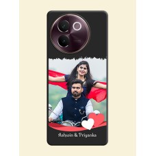 Pin Color Love Shaped Ribbon Design with Text On Space Black Custom Soft Matte Mobile Back Cover - Vivo V30e 5G