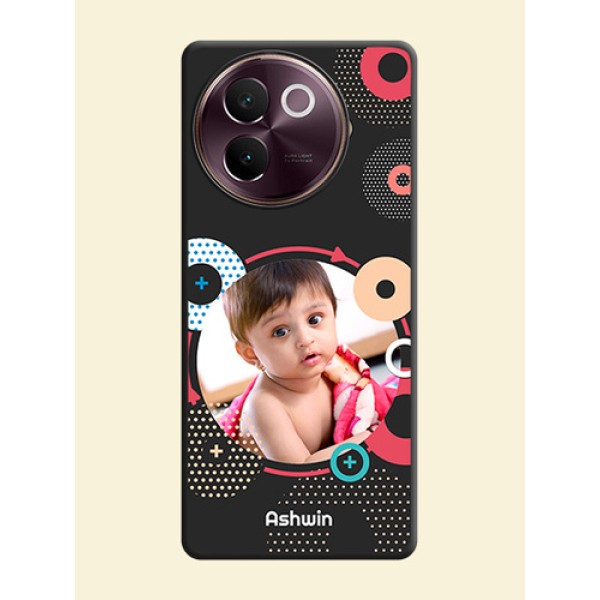 Multicoloured Round Image On Space Black Custom Soft Matte Mobile Back Cover - Vivo V30e 5G