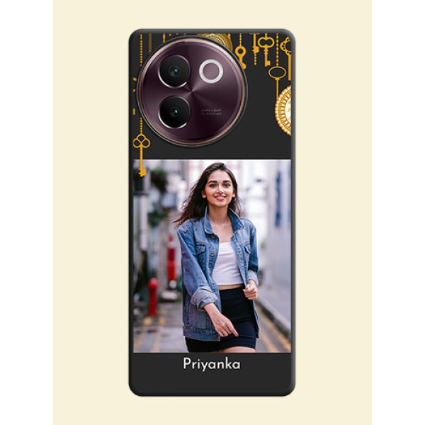 Decorative Design with Text On Space Black Custom Soft Matte Mobile Back Cover - Vivo V30e 5G Decorative Design with Text On Space Black Custom Soft Matte Mobile Back Cover - Vivo V30e 5G