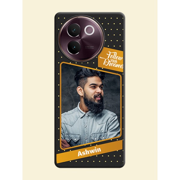 Follow Your Dreams with White Dots On Space Black Custom Soft Matte Mobile Back Cover - Vivo V30e 5G Follow Your Dreams with White Dots On Space Black Custom Soft Matte Mobile Back Cover - Vivo V30e 5G
