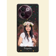 Multicolor Dotted Pattern with Text On Space Black Custom Soft Matte Mobile Back Cover - Vivo V30e 5G