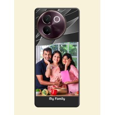 Mixed Wave Lines on Photo On Space Black Custom Soft Matte Mobile Back Cover - Vivo V30e 5G