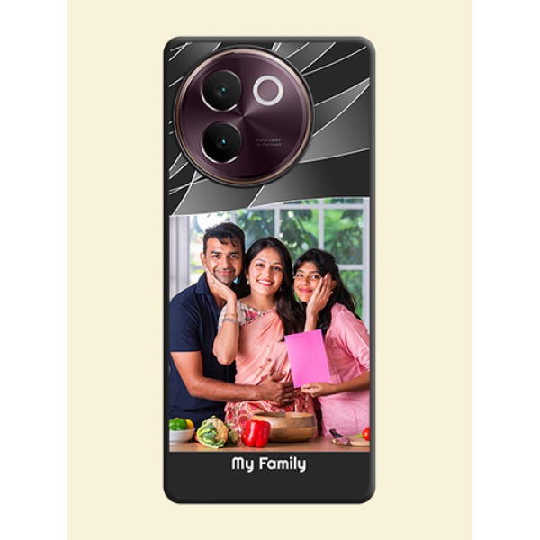 Mixed Wave Lines on Photo On Space Black Custom Soft Matte Mobile Back Cover - Vivo V30e 5G Mixed Wave Lines on Photo On Space Black Custom Soft Matte Mobile Back Cover - Vivo V30e 5G
