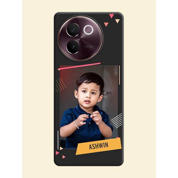 Photo Frame with Triangle Small Dots on Photo On Space Black Custom Soft Matte Mobile Back Cover - Vivo V30e 5G Photo Frame with Triangle Small Dots on Photo On Space Black Custom Soft Matte Mobile Back Cover - Vivo V30e 5G