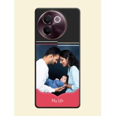 Classic Plain Design with Name On Space Black Custom Soft Matte Mobile Back Cover - Vivo V30e 5G