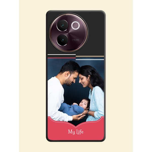 Classic Plain Design with Name On Space Black Custom Soft Matte Mobile Back Cover - Vivo V30e 5G Classic Plain Design with Name On Space Black Custom Soft Matte Mobile Back Cover - Vivo V30e 5G