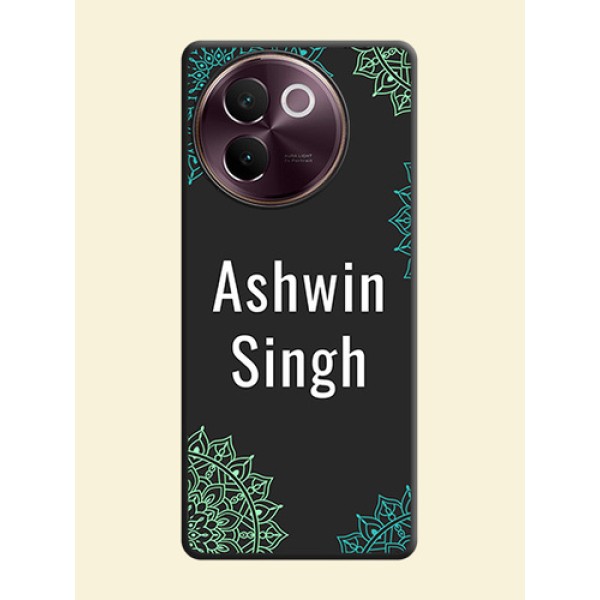 Your Name with Floral Design On Space Black Custom Soft Matte Mobile Back Cover - Vivo V30e 5G Your Name with Floral Design On Space Black Custom Soft Matte Mobile Back Cover - Vivo V30e 5G