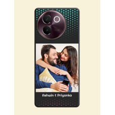 Faded Dots with Grunge Photo Frame and Text On Space Black Custom Soft Matte Mobile Back Cover - Vivo V30e 5G