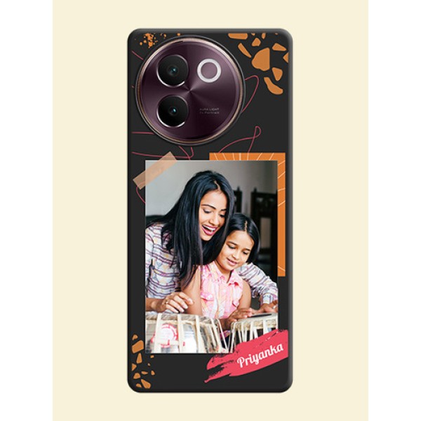 Orange Photo Frame On Space Black Custom Soft Matte Mobile Back Cover - Vivo V30e 5G Orange Photo Frame On Space Black Custom Soft Matte Mobile Back Cover - Vivo V30e 5G