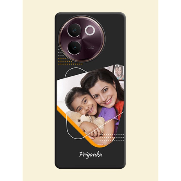 Yellow Triangle on Photo On Space Black Custom Soft Matte Mobile Back Cover - Vivo V30e 5G