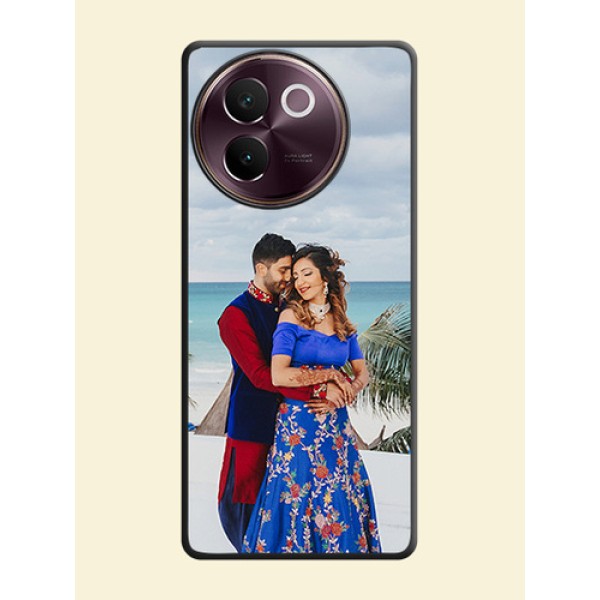 Full Single Pic Upload On Space Black Custom Soft Matte Mobile Back Cover - Vivo V30e 5G Full Single Pic Upload On Space Black Custom Soft Matte Mobile Back Cover - Vivo V30e 5G