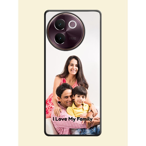 Full Single Pic Upload With Text On Space Black Custom Soft Matte Mobile Back Cover - Vivo V30e 5G Full Single Pic Upload With Text On Space Black Custom Soft Matte Mobile Back Cover - Vivo V30e 5G