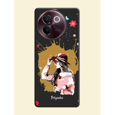 Mordern Lady With Color Splash Background With Custom Text On Space Black Custom Soft Matte Mobile Back Cover - Vivo V30e 5G