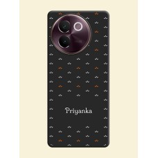 Simple Pattern With Custom Text On Space Black Custom Soft Matte Mobile Back Cover - Vivo V30e 5G