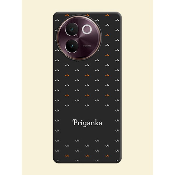 Simple Pattern With Custom Text On Space Black Custom Soft Matte Mobile Back Cover - Vivo V30e 5G Simple Pattern With Custom Text On Space Black Custom Soft Matte Mobile Back Cover - Vivo V30e 5G