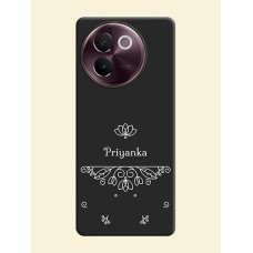 Lotus Garden Custom Text On Space Black Custom Soft Matte Mobile Back Cover - Vivo V30e 5G