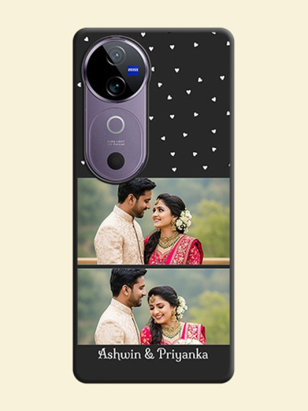 Miniature Love Symbols with Name On Space Black Custom Soft Matte Mobile Back Cover - Vivo V40 5G