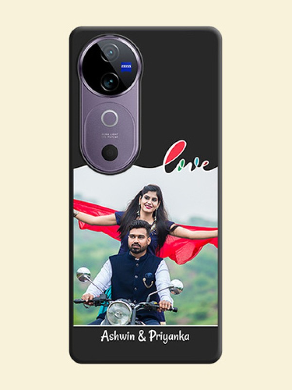 Fall in Love Pattern with Picture on Photo On Space Black Custom Soft Matte Mobile Back Cover - Vivo V40 5G