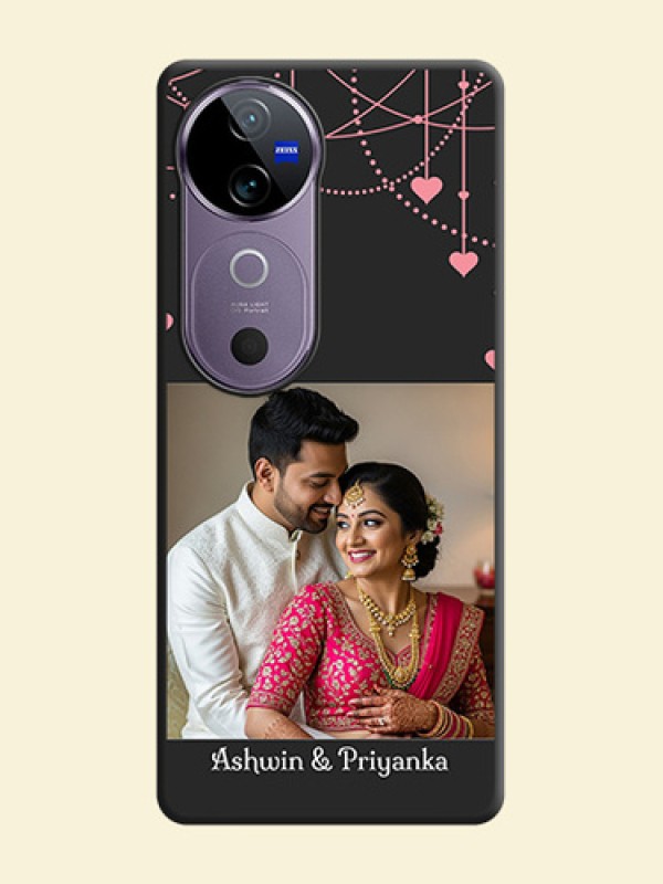 Pink Love Hangings with Text On Space Black Custom Soft Matte Mobile Back Cover - Vivo V40 5G