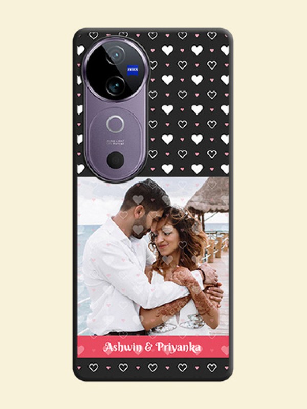 White Color Love Symbols with Text Design on Photo On Space Black Custom Soft Matte Mobile Back Cover - Vivo V40 5G