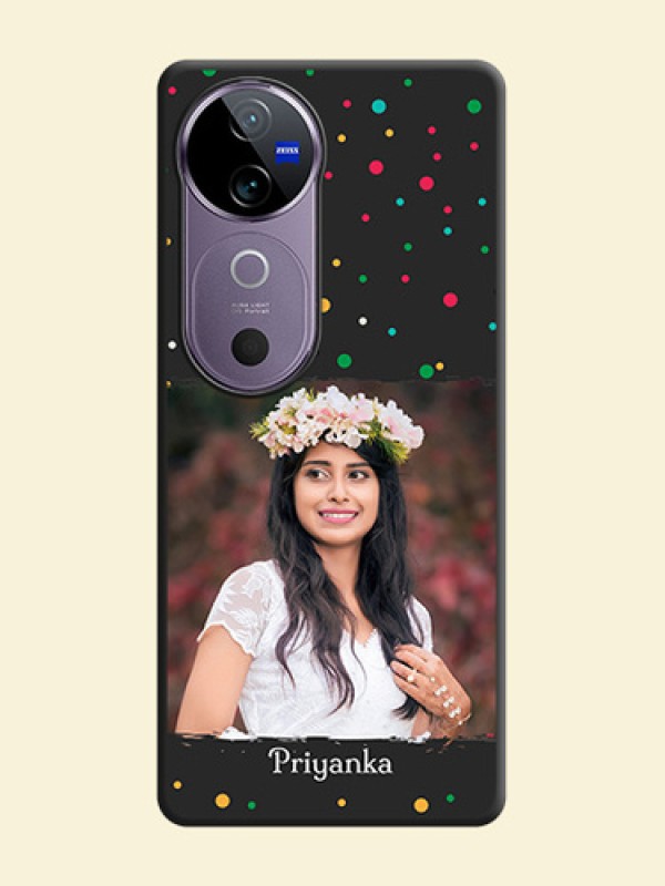 Multicolor Dotted Pattern with Text On Space Black Custom Soft Matte Mobile Back Cover - Vivo V40 5G