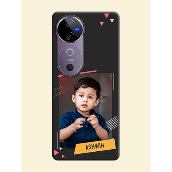 Photo Frame with Triangle Small Dots on Photo On Space Black Custom Soft Matte Mobile Back Cover - Vivo V40 5G Photo Frame with Triangle Small Dots on Photo On Space Black Custom Soft Matte Mobile Back Cover - Vivo V40 5G