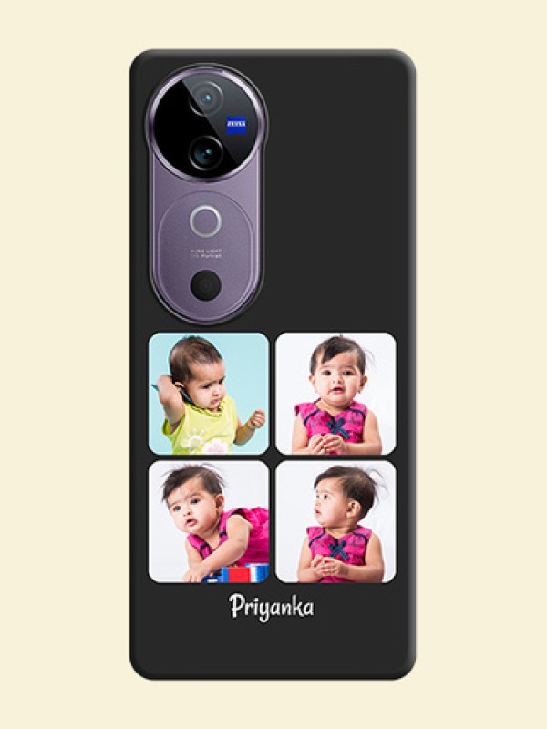 Floral Art with 6 Image Holder on Photo On Space Black Custom Soft Matte Mobile Back Cover - Vivo V40 5G