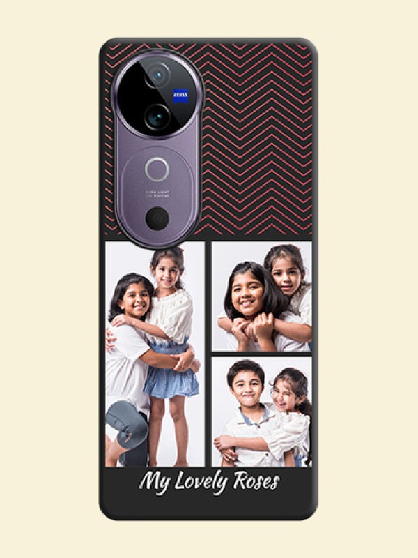 Wave Pattern with 3 Image Holder On Space Black Custom Soft Matte Mobile Back Cover - Vivo V40 5G