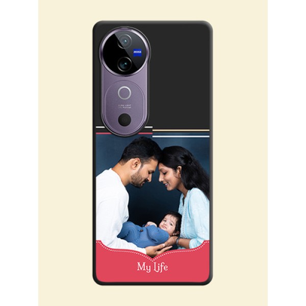 Classic Plain Design with Name On Space Black Custom Soft Matte Mobile Back Cover - Vivo V40 5G Classic Plain Design with Name On Space Black Custom Soft Matte Mobile Back Cover - Vivo V40 5G