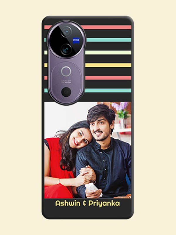 Color Stripes with Photo and Text on Photo On Space Black Custom Soft Matte Mobile Back Cover - Vivo V40 5G