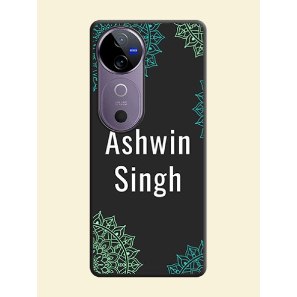 Your Name with Floral Design On Space Black Custom Soft Matte Mobile Back Cover - Vivo V40 5G Your Name with Floral Design On Space Black Custom Soft Matte Mobile Back Cover - Vivo V40 5G