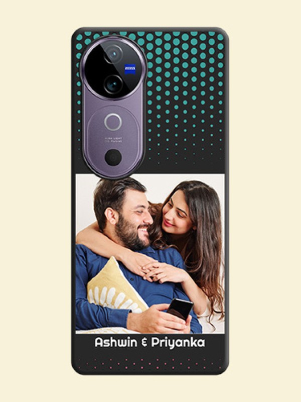Faded Dots with Grunge Photo Frame and Text On Space Black Custom Soft Matte Mobile Back Cover - Vivo V40 5G
