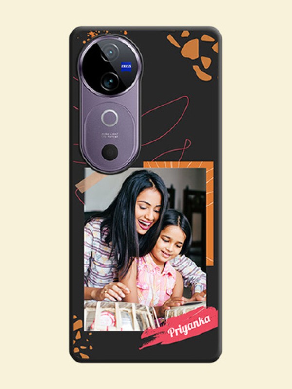 Orange Photo Frame On Space Black Custom Soft Matte Mobile Back Cover - Vivo V40 5G