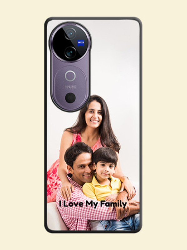 Full Single Pic Upload With Text On Space Black Custom Soft Matte Mobile Back Cover - Vivo V40 5G