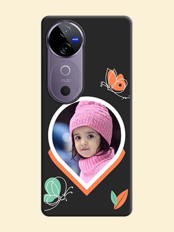 Upload Pic With Simple Butterly Design On Space Black Custom Soft Matte Mobile Back Cover - Vivo V40 5G